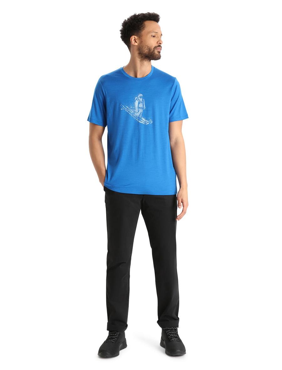 Men's Icebreaker Merino Tech Lite II Short Sleeve Skiing Yeti T Shirts Lazurite | CA 1737XYUF